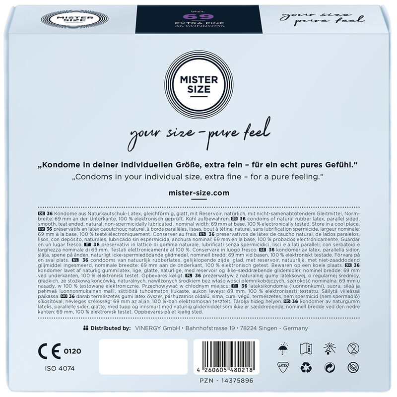 Préservatifs taille extra-large 69 mm (lot de 36) — MISTER SIZE