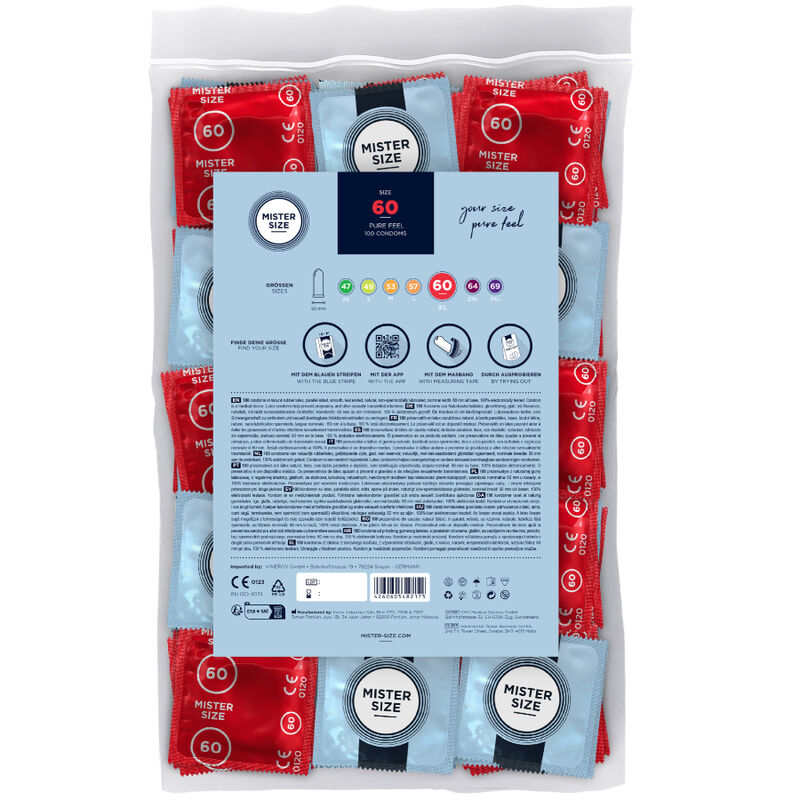 Préservatifs taille XL 60 mm, lot de 100 — MISTER SIZE