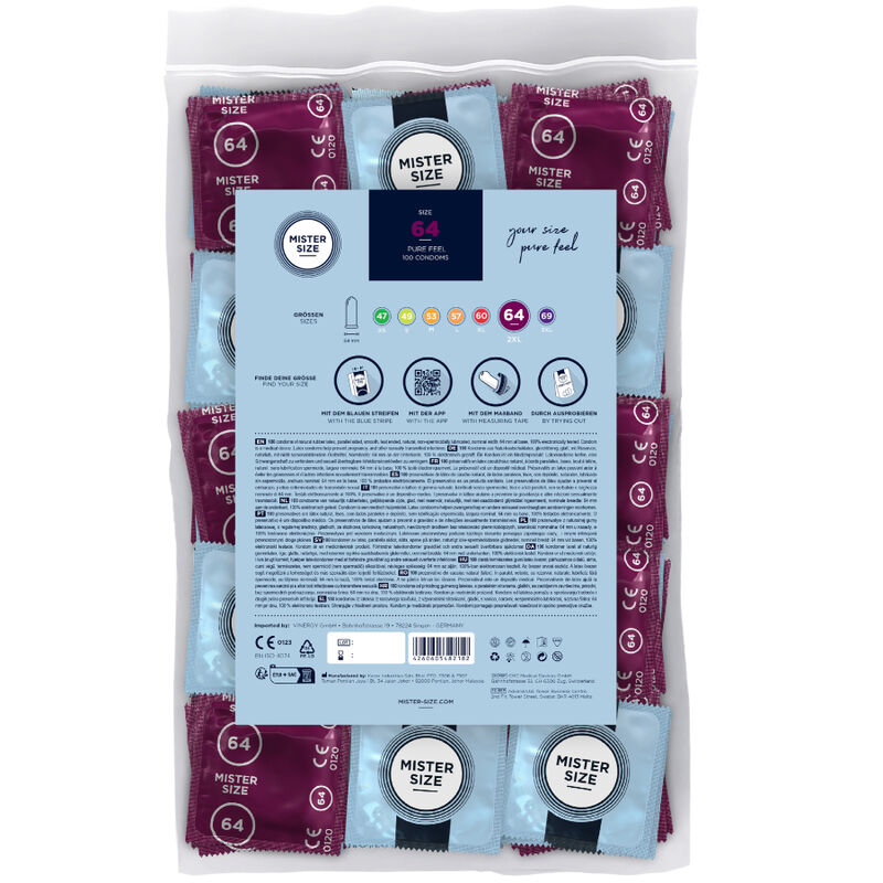 Préservatifs taille XXL ultra-fins 64 mm (lot de 100) — MISTER SIZE