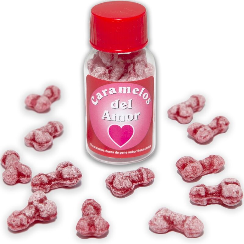 12 bonbons coquins en forme de pénis aux saveurs fraise et cerise — DIABLO PICANTE