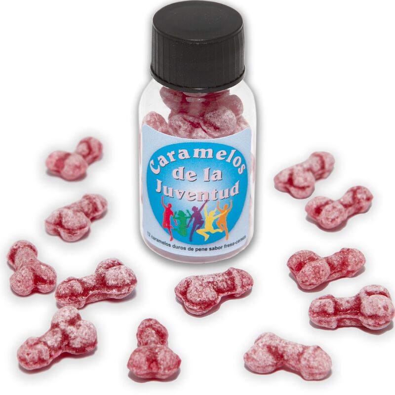 Lot de 12 bonbons forme pénis fraise & cerise — DIABLO PICANTE
