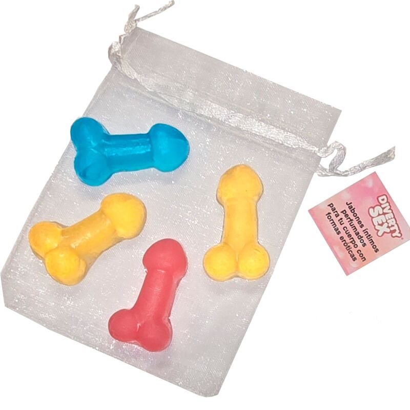 Lot de 4 mini savons parfumés en forme de pénis — DIABLO PICANTE