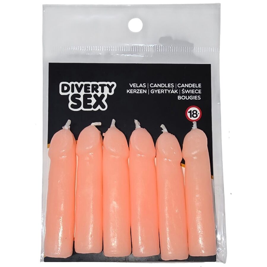 Coffret de 6 bougies fantaisie couleur chair — DIABLO PICANTE