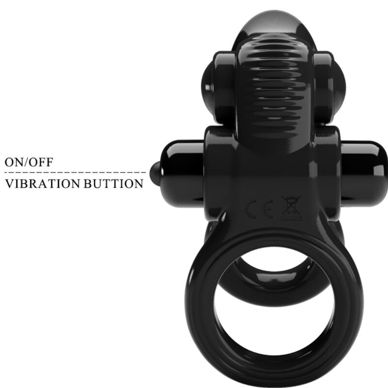 Double anneau vibrant avec stimulateur clitoridien — PRETTY LOVE
