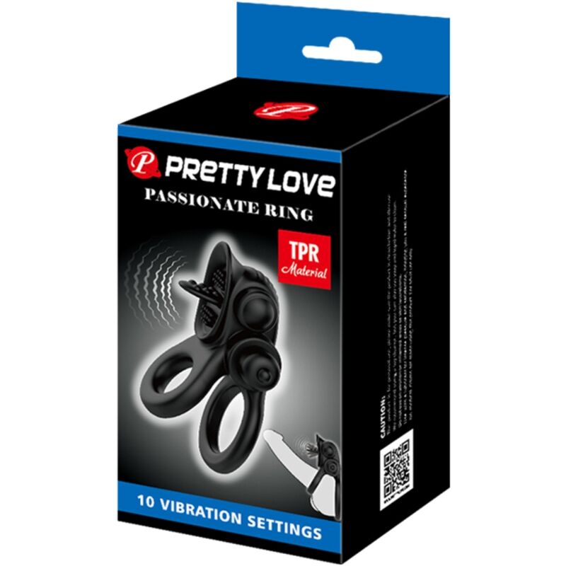 Double anneau vibrant avec stimulateur clitoridien — PRETTY LOVE
