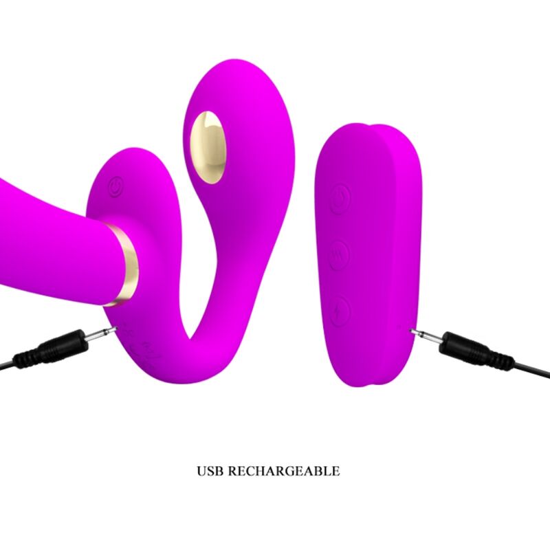 Double stimulateur vibrant télécommandé sans harnais — PRETTY LOVE