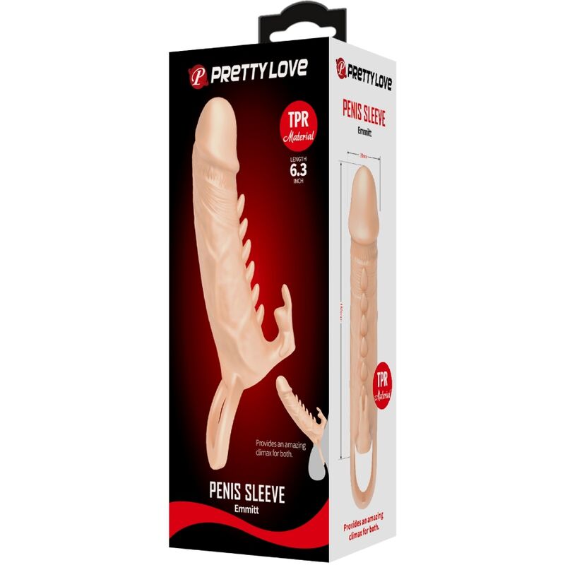 Manchon prolongateur vibrant avec stimulateur clitoridien — PRETTY LOVE