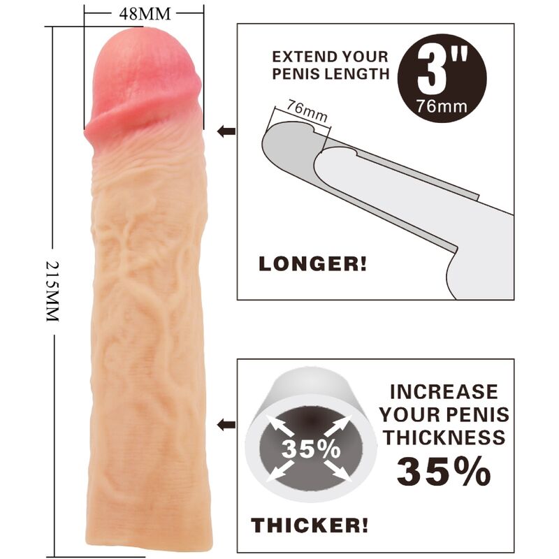 Manchon pénien Derek avec extension de 7,6 cm — PRETTY LOVE
