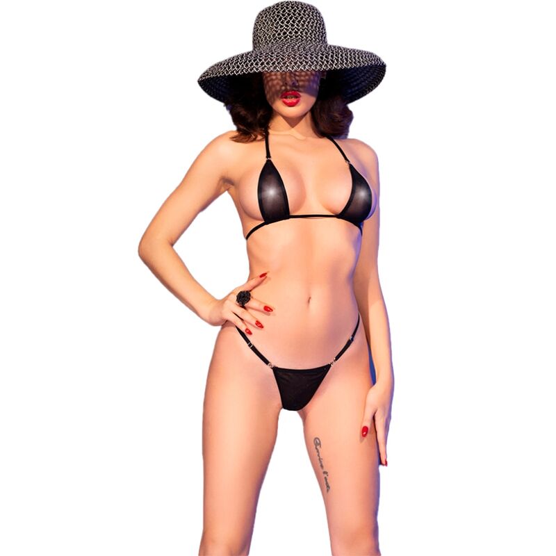Micro bikini noir en tulle scintillant avec bijoux strass — CHILIROSE SUMMER