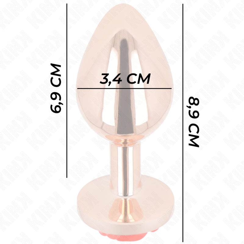 Plug anal en métal or rose avec rose rouge — KINK PLEASURE PLUGS