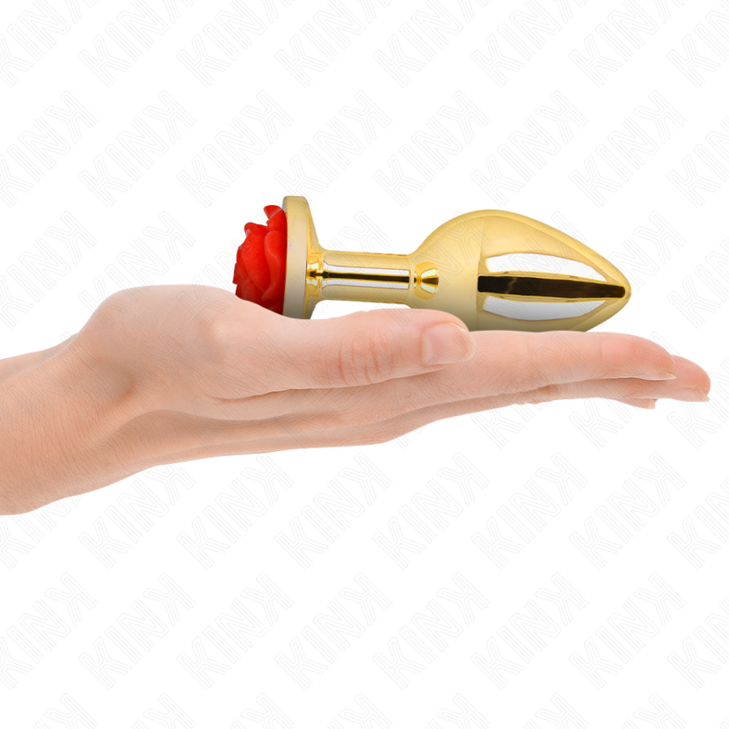Plug anal métallique orné d'une rose rouge — KINK PLEASURE PLUGS