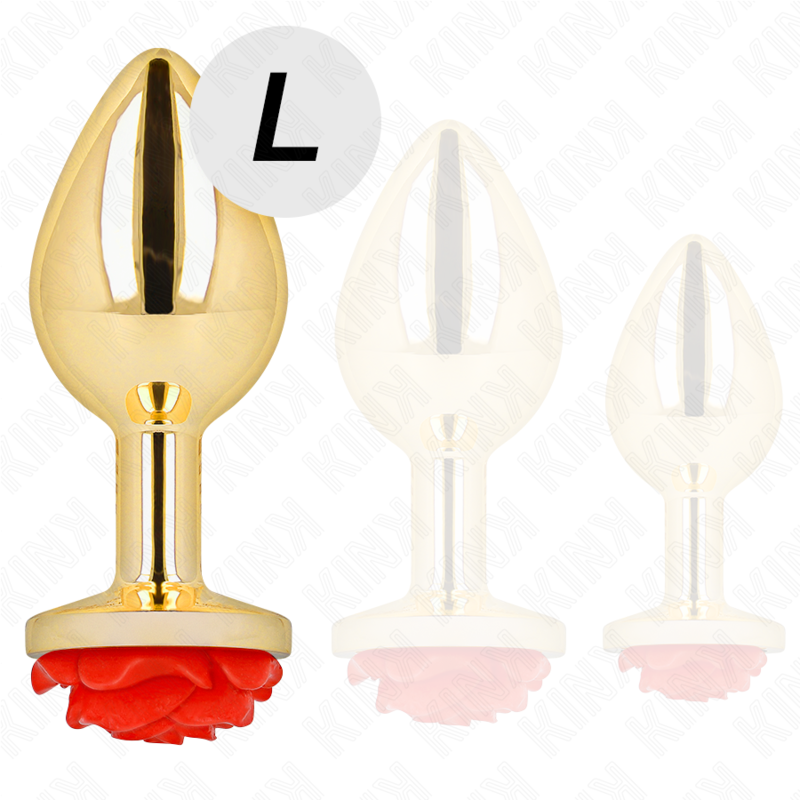 Plug anal métallique orné d'une rose rouge — KINK PLEASURE PLUGS