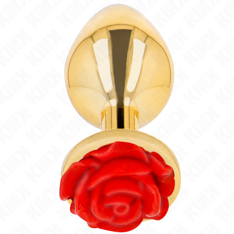 Plug anal métallique orné d'une rose rouge — KINK PLEASURE PLUGS