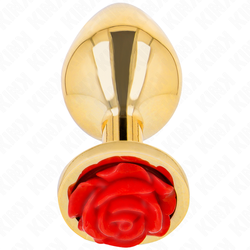 Plug anal en acier orné d'une rose rouge — KINK PLEASURE PLUGS