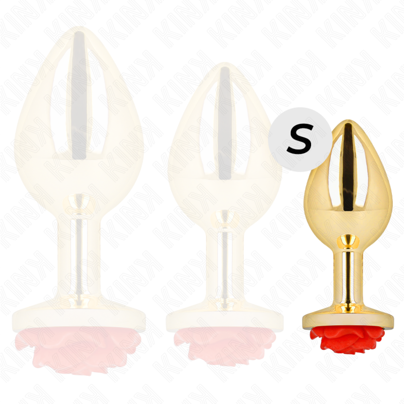 Plug anal en acier orné d'une rose rouge — KINK PLEASURE PLUGS