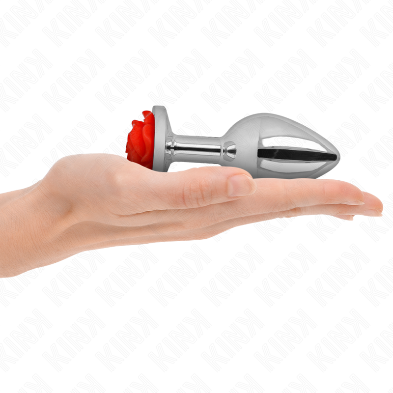 Plug anal métallique rose rouge — KINK PLEASURE PLUGS