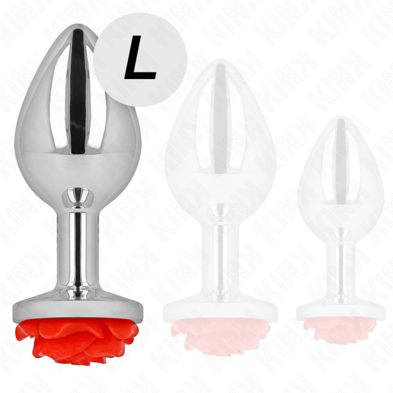 Plug anal métallique rose rouge — KINK PLEASURE PLUGS