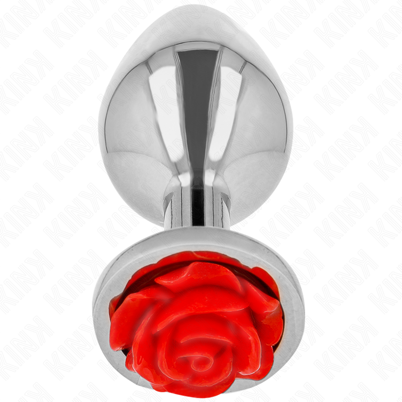 Plug anal métallique orné d'une rose rouge — KINK PLEASURE PLUGS