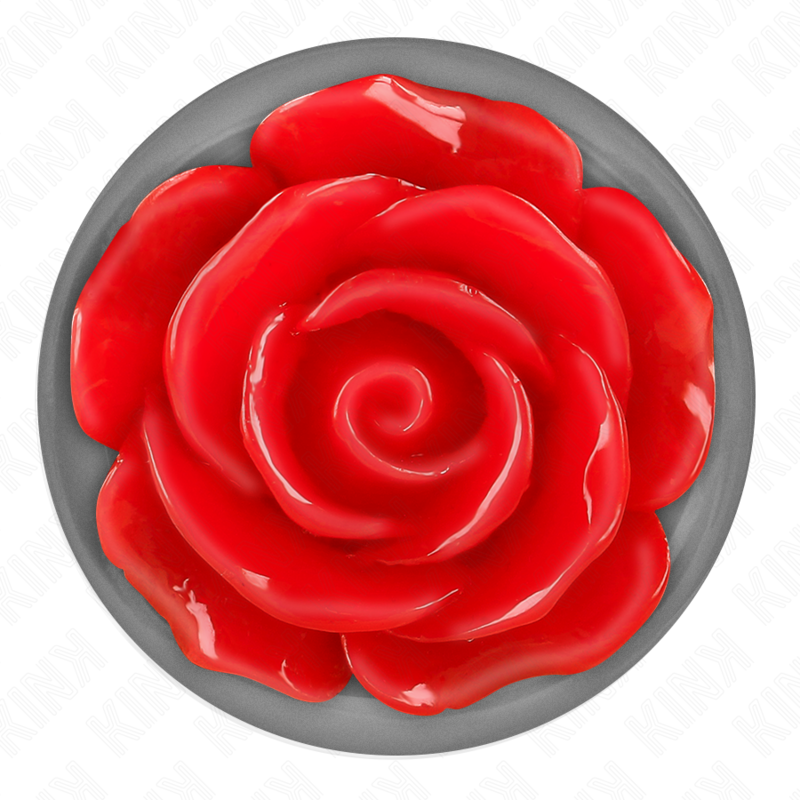 Plug anal métallique orné d'une rose rouge — KINK PLEASURE PLUGS