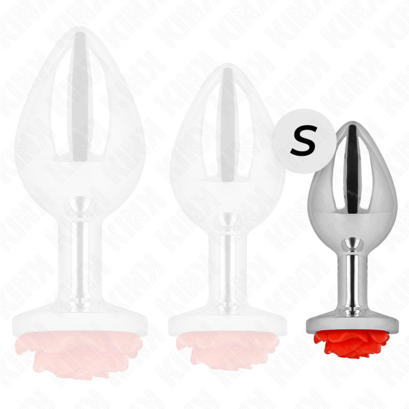 Plug anal métallique orné d'une rose rouge — KINK PLEASURE PLUGS