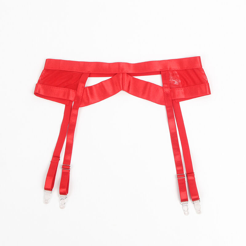 Conjunto sutiã e cinta-liga estilo bondage vermelho — SUBBLIME SETS