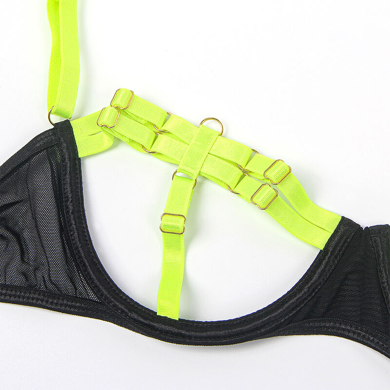 Ensemble soutien-gorge avec collier et détails de jambes vert fluorescent — SUBBLIME SETS