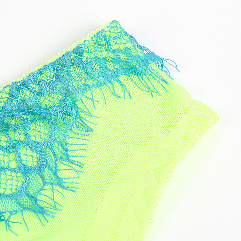 Conjunto sutiã de renda e cinta verde e azul — SUBBLIME SETS