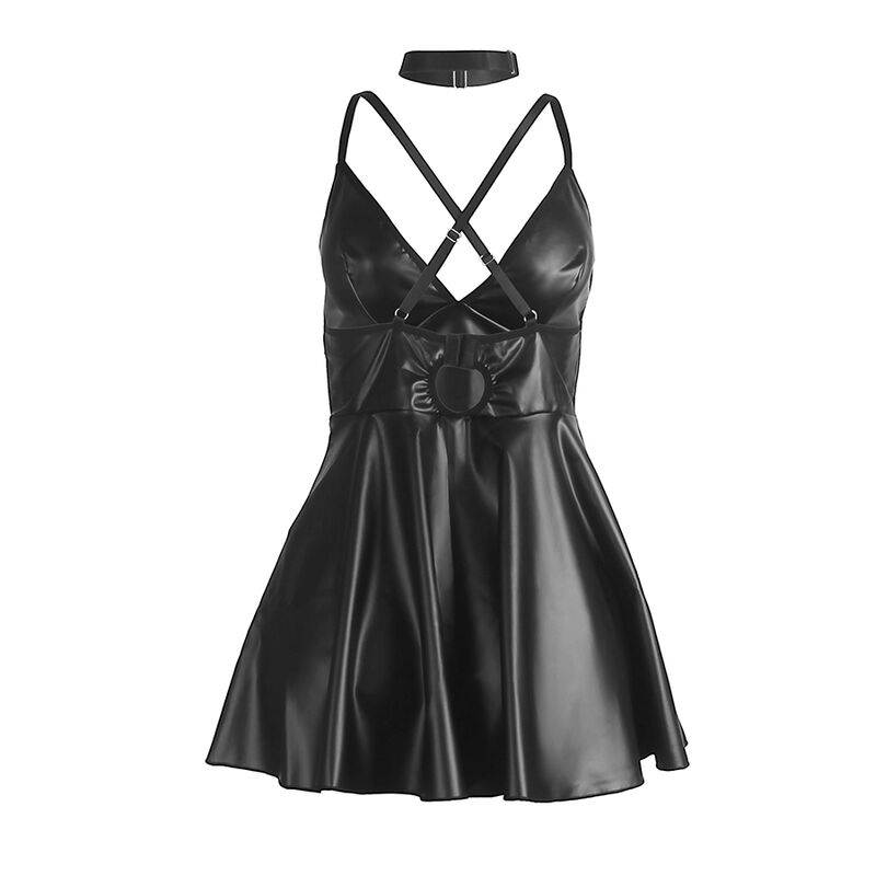 Robe à bretelles en cuir noir — SUBBLIME DRESSES
