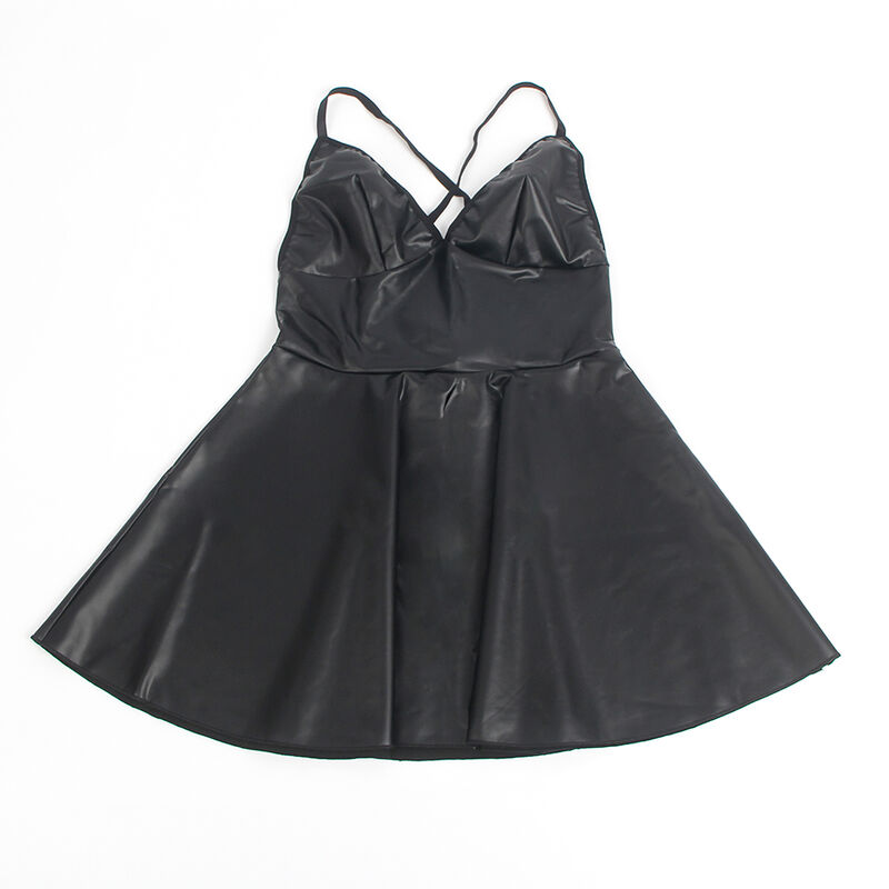 Robe à bretelles en cuir noir — SUBBLIME DRESSES