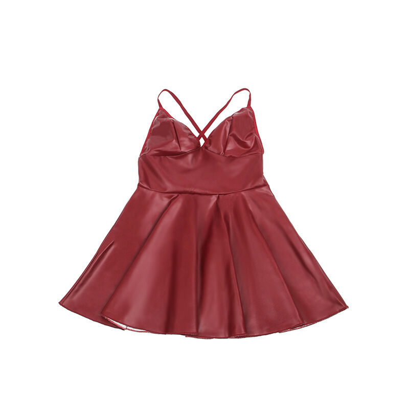 Camicetta da notte in similpelle bordeaux con spalline regolabili — SUBBLIME DRESSES