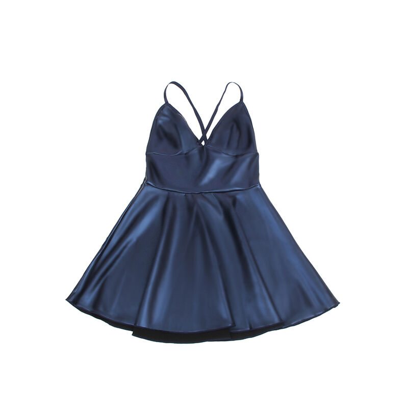 Chemise de nuit à bretelles en cuir bleu — SUBBLIME DRESSES