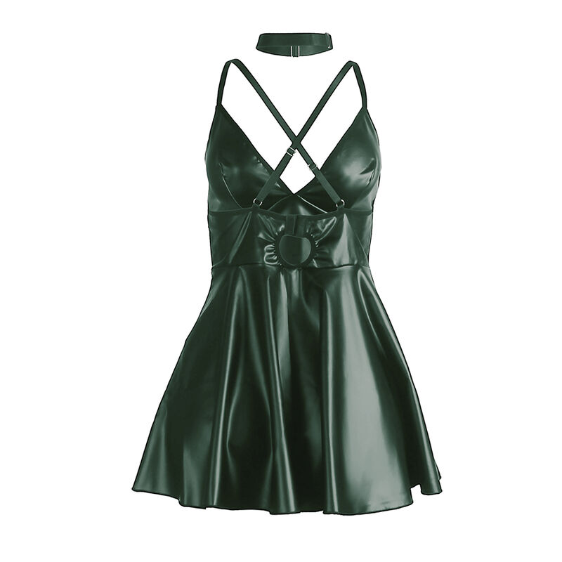 Robe à bretelles en cuir vert — SUBBLIME DRESSES