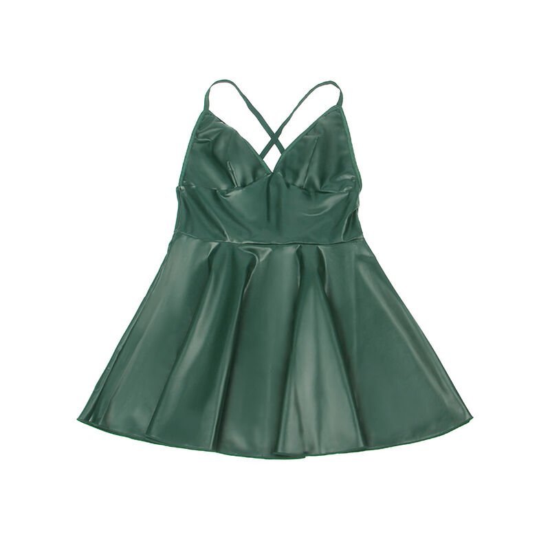 Robe à bretelles en cuir vert — SUBBLIME DRESSES