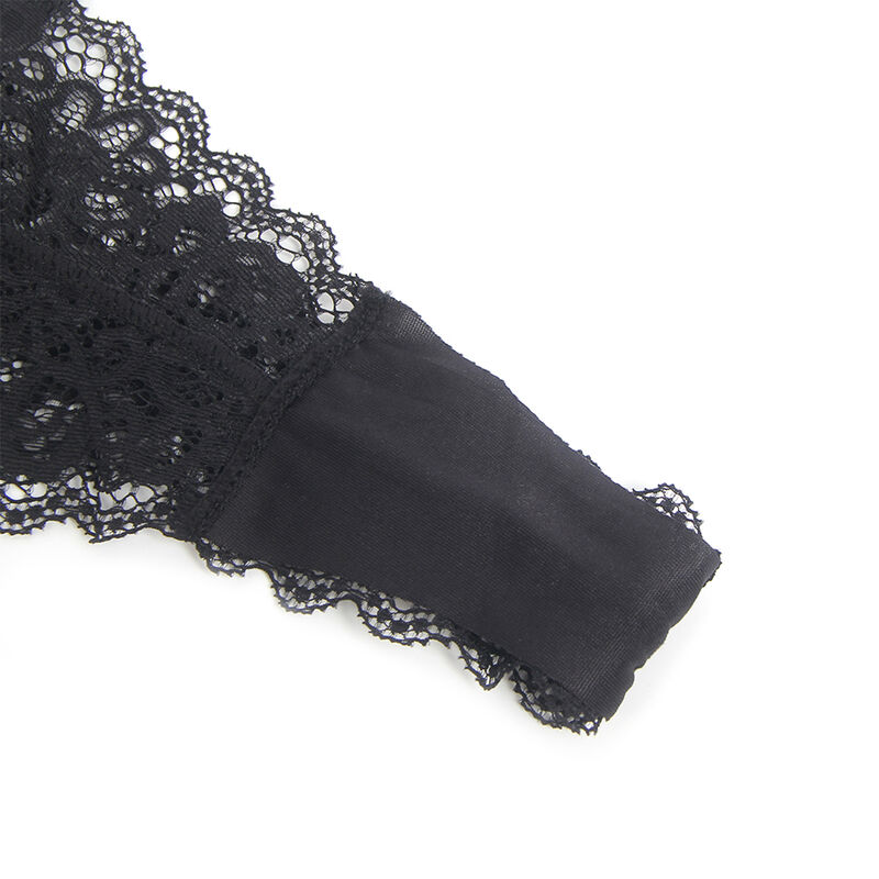 Body en dentelle et cuir avec fermeture éclair et porte-jarretelles — SUBBLIME BODIES