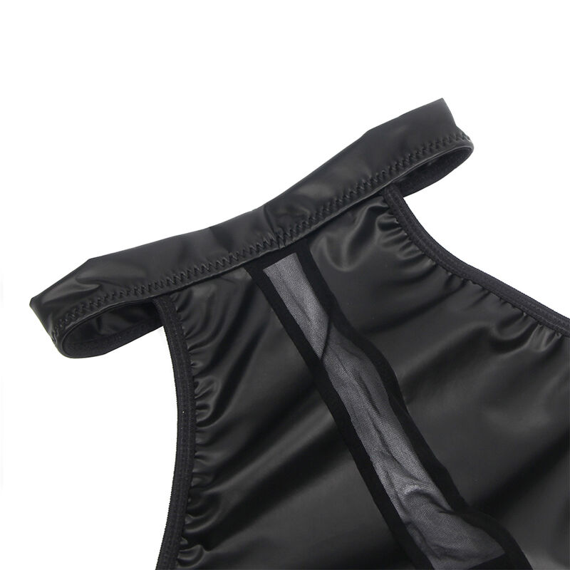 Robe dos nu noire en cuir PU et maille transparente — SUBBLIME DRESSES