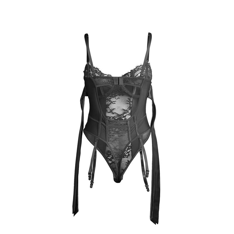 Spitzenbody mit Knoten und Strumpfhosen in Schwarz — SUBBLIME BODIES