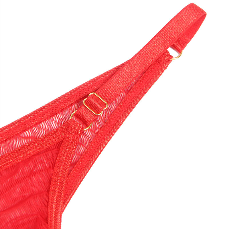 Conjunto de sutiã de malha vermelha com detalhes de corrente coração — SUBBLIME SETS