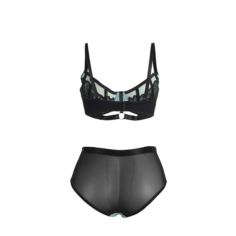 Ensemble lingerie push-up dentelle et résille verte — SUBBLIME SETS