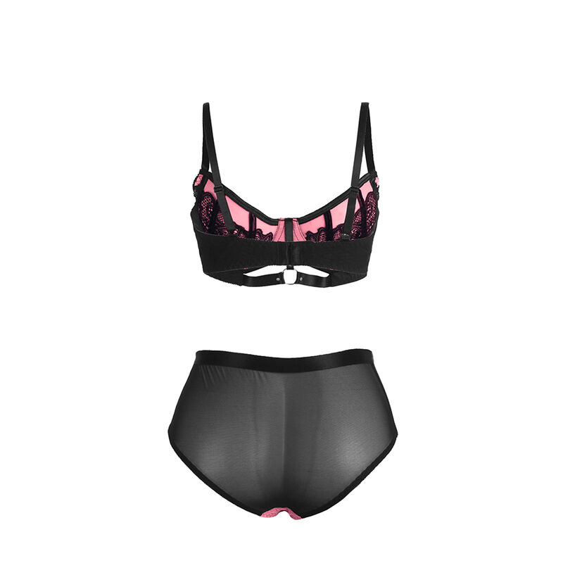 Ensemble lingerie dentelle et résille rose avec soutien-gorge push-up — SUBBLIME SETS