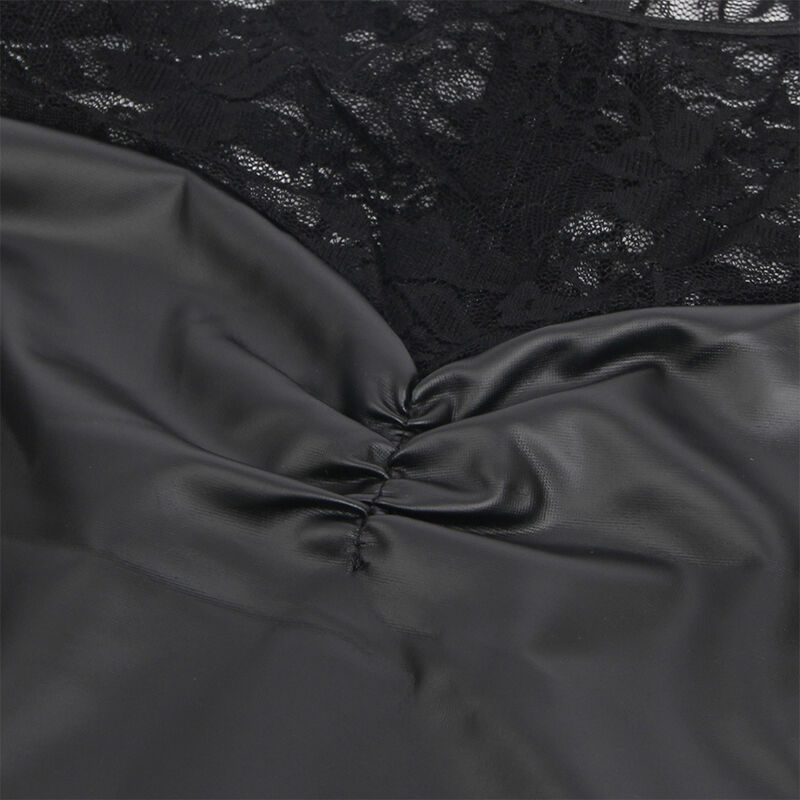 Robe longue à manches longues en similicuir et dentelle noire — SUBBLIME DRESSES