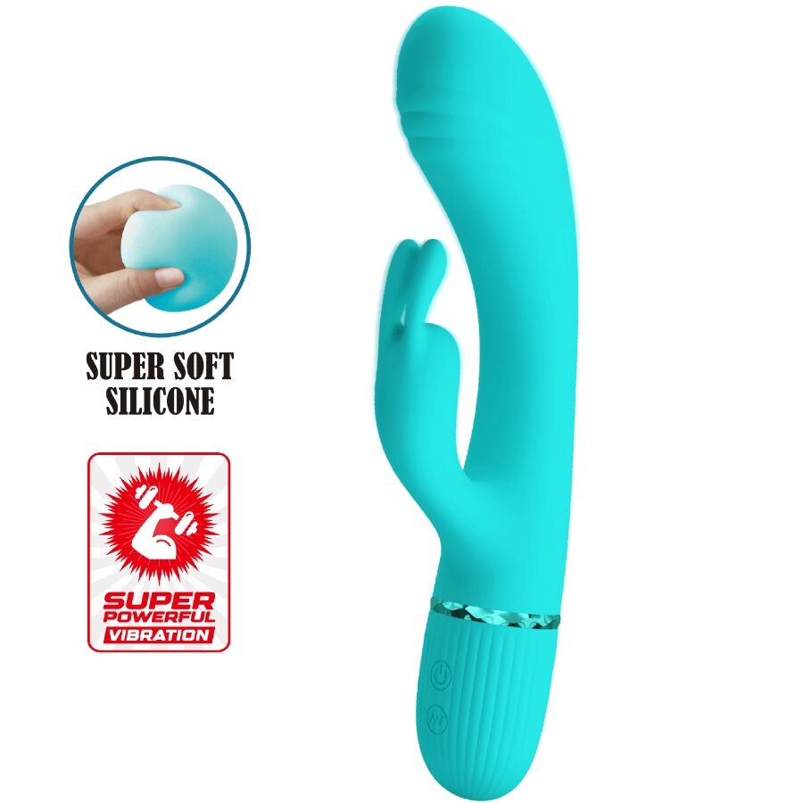 Vibrateur lapin turquoise à stimulation double — PRETTY LOVE FLIRTATION