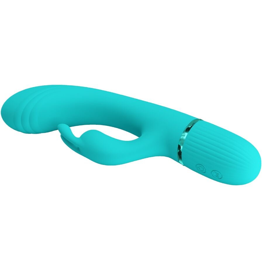 Vibrateur lapin turquoise à stimulation double — PRETTY LOVE FLIRTATION