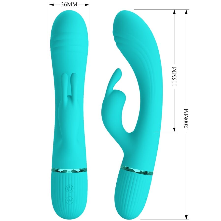 Vibrateur lapin turquoise à stimulation double — PRETTY LOVE FLIRTATION
