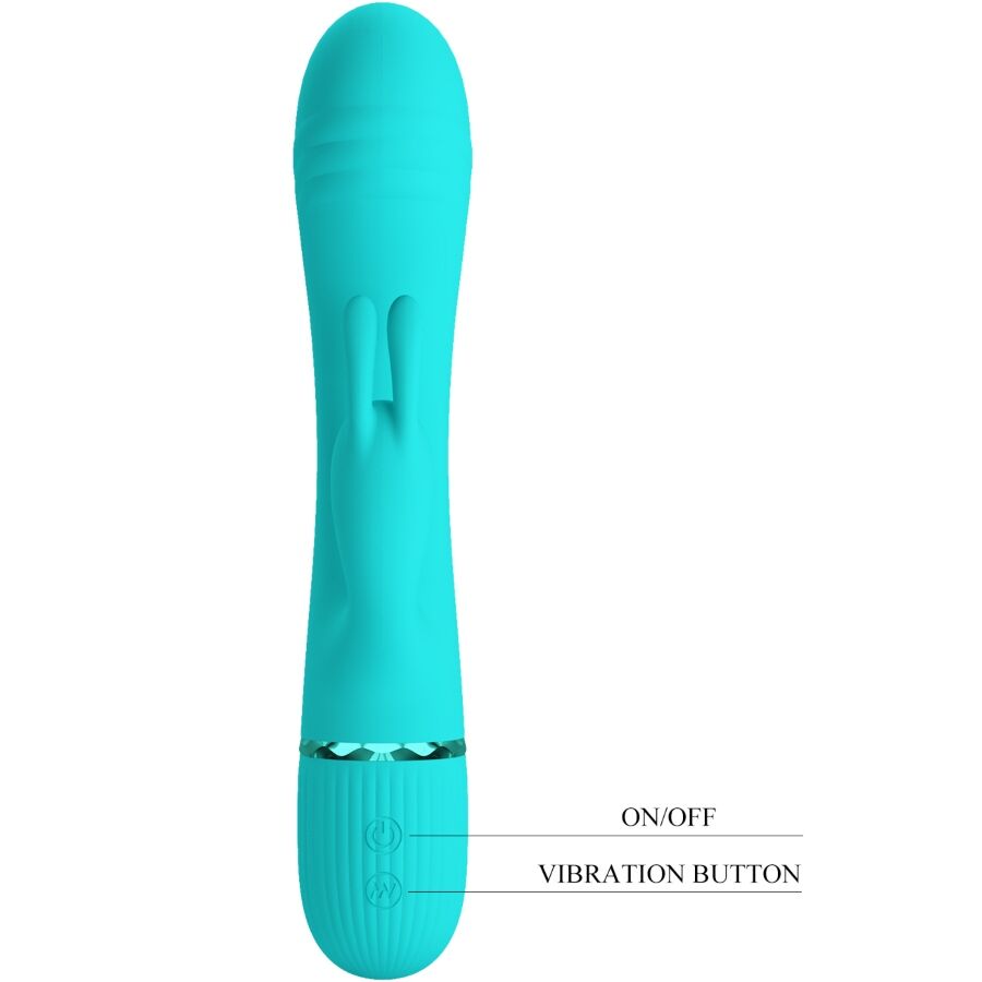 Vibrateur lapin turquoise à stimulation double — PRETTY LOVE FLIRTATION