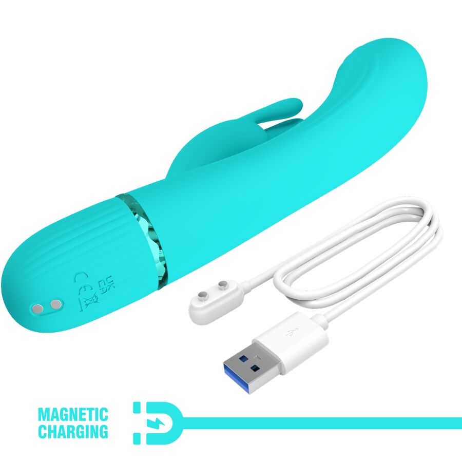 Vibrateur lapin turquoise à stimulation double — PRETTY LOVE FLIRTATION