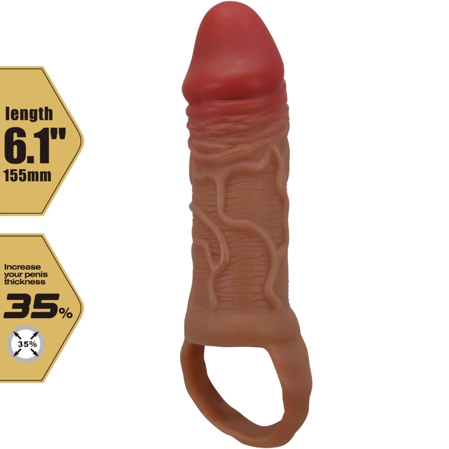Manchon pénis texturé allongeant 10 cm — PRETTY LOVE