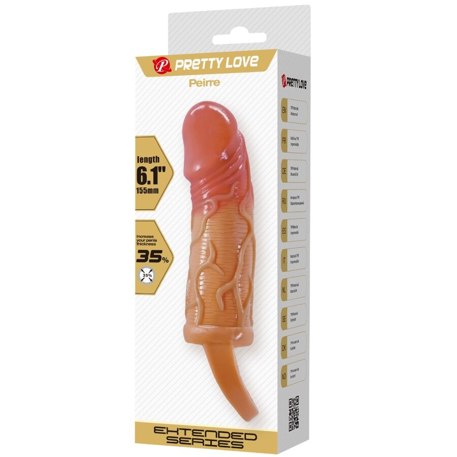 Manchon pénis texturé allongeant 10 cm — PRETTY LOVE
