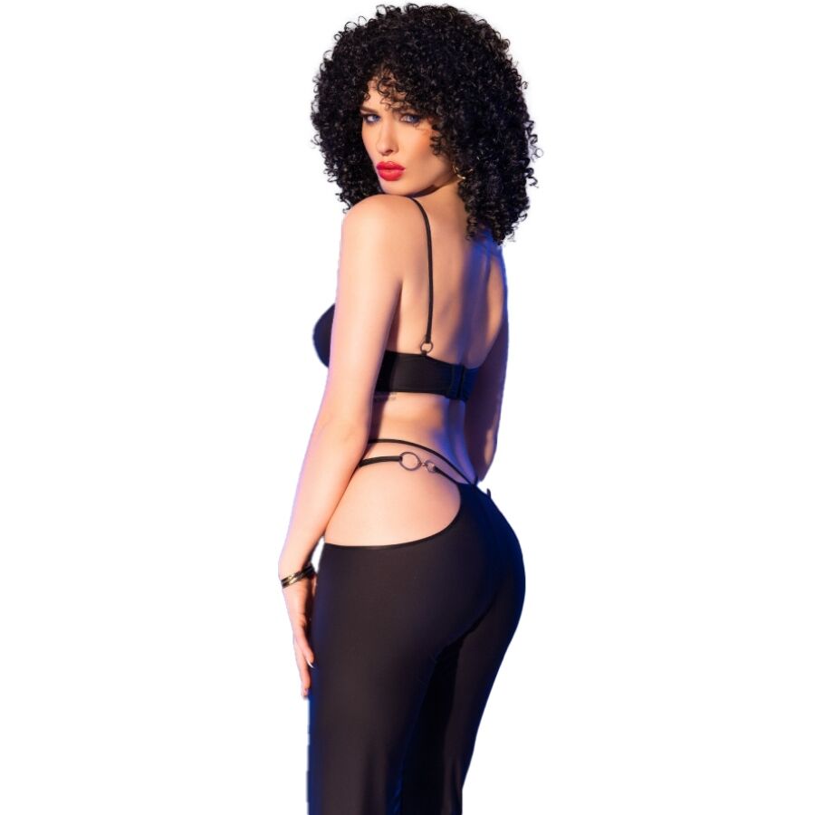 Ensemble top et leggings noirs avec accessoires dorés — CHILIROSE SETS