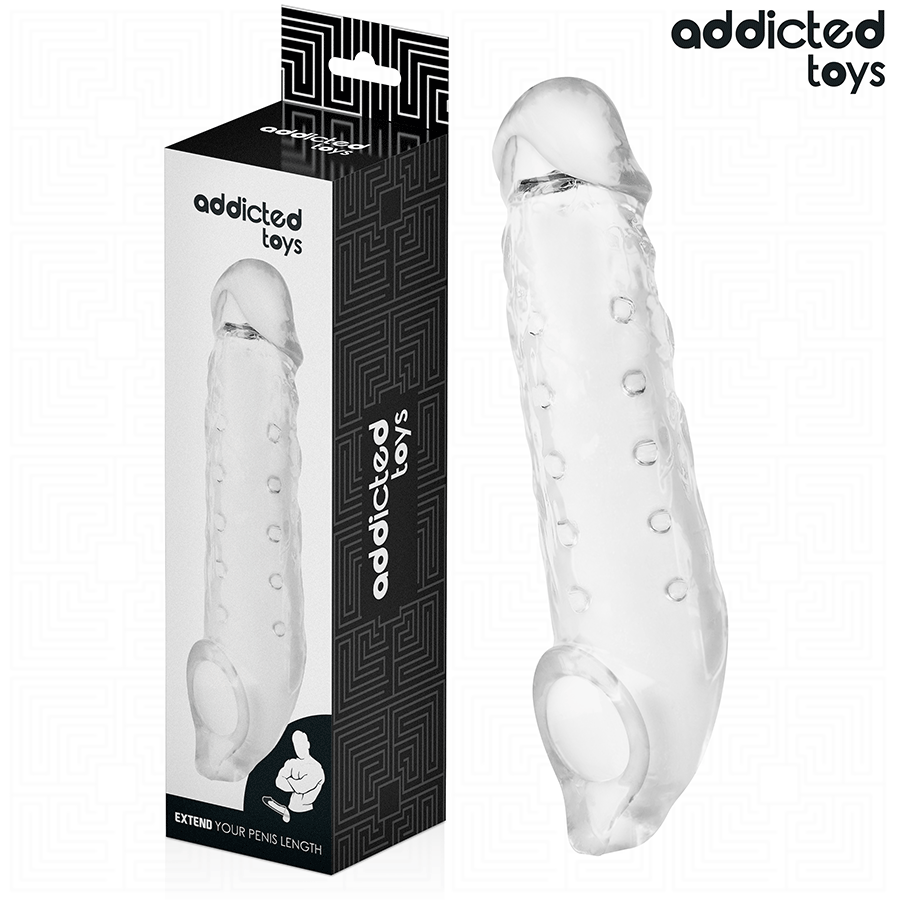 Gaine pénis transparente taille M 27 cm — ADDICTED TOYS