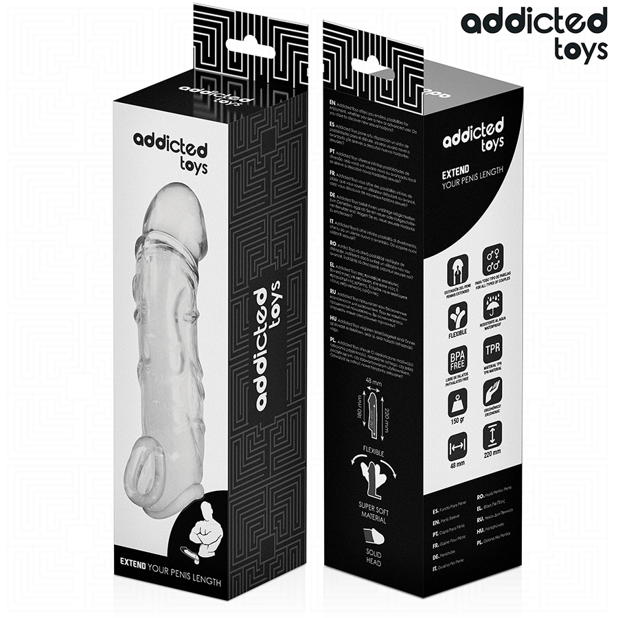 Extension de pénis transparente 27 cm — ADDICTED TOYS